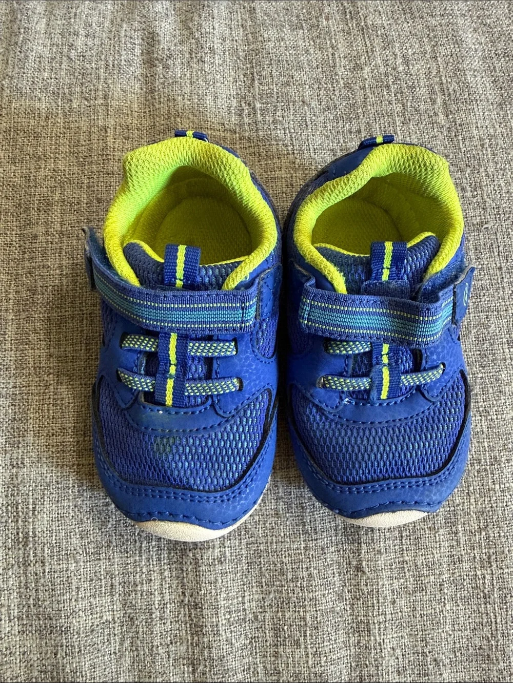 Stride Rite Blue and Neon Green Toddler Athletic Sneakers